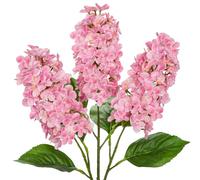 Briful 24.8" Artificial Hydrangea Flowers Real Touch Panicled Hydrangea Stems, 3PCS Pink Artificial Flowers Faux Cone Hydrangeas for Tall Vase, Home Décor, Floral Arrangements