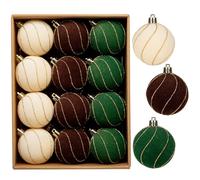 Briful 24PCS Velvet Christmas Baubles, 6CM Shatterproof Hanging Ornaments Christmas Tree Decorations, Gold-Lined Small Multicolour Xmas Baubles with Velvet Finish for Thanksgiving Festival Décor