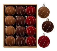 Briful 24PCS Velvet Christmas Baubles, 6CM Shatterproof Hanging Ornaments Christmas Tree Decorations, Gold-Lined Small Multicolour Xmas Baubles with Velvet Finish for Thanksgiving Festival Décor