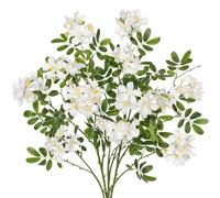 Briful 29.5" Tall Artificial Sophora Flower Silk Flowers with Long Stems, 3PCS White Artificial Flowers Fake Sophora Stem for Home Kitchen Bathroom Bedroom Decoration