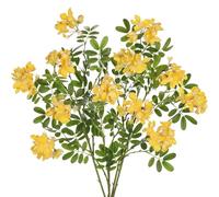 Briful 29.5" Tall Artificial Sophora Flower Silk Flowers with Long Stems, 3PCS Yellow Artificial Flowers Fake Sophora Stem for Home Kitchen Bathroom Bedroom Decoration