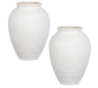 Briful 2PCS 6.7" Rustic Ceramic Vases - Small White Vases for Dried Flowers, Pampas Grass, Fake Plants - Flower Vase for Living Room Farmhouse Boho Decor Table Centerpieces