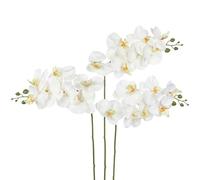 Briful 3 PCS Artificial Orchid Stems - 28.3" Real Touch Fake Orchid Stem with 7 Blossom - White Artificial Flowers Silk Phalaenopsis for Floral Arrangement, Centerpieces, Wedding Décor