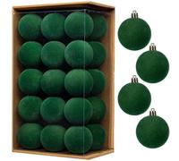 Briful 30PCS Velvet Christmas Baubles, 6CM Shatterproof Hanging Ornaments Christmas Tree Decorations, Small Green Xmas Baubles with Soft Velvet Finish for Farmhouse Thanksgiving Festival Décor