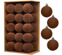 Briful 30PCS Velvet Christmas Baubles, 6CM Shatterproof Hanging Ornaments Christmas Tree Decorations, Small Brown Xmas Baubles with Soft Velvet Finish for Farmhouse Thanksgiving Festival Décor