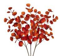 Briful 31.8" Artificial Eucalyptus Stems Autumn Leaves, 3PCS Silk Leaves Fake Eucalyptus Silver Dollar Fake Plants Faux Eucalyptus Long Stems for Autumn Decorations, Floral Arrangement
