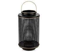 Briful 31CM Tall Vase Metal Flower Vase, Shabby Chic Metal Vase with Handle Black Lantern Vase for Flowers, 12.2" Vintage Decorative Flower Vase for Living Room, Dried Flowers, Centerpieces