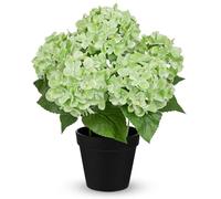 Briful 35 CM Hydrangea Artificial Flowers in Pot - Real Touch Faux Hydrangea with 4.7" Flower Heads - Green Artificial Flowers Fake Indoor Plants for Windowsill, Bathroom Shelf, Kitchen Decor