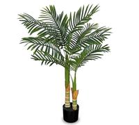 Briful 3Ft Artificial Palm Tree in Pot Floor Plant - 90 CM Large Artifial Plants with 2 Trunks & Adjustable Leaves, Fake Palm Tree Decorative Tropical Plant for Living Room, Office, Porch Decor