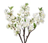 Briful 3PCS 18" Cherry Blossom Branches White Artificial Flowers for Decoration, Peach Blossom Fake Flowers Picks for Floral Arrangements Silk Cherry Flower for Home Wedding Decor