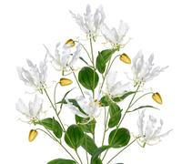 Briful 3PCS 33" Tall Artificial Gloriosa Flowers Fake Gloriosa Lily Flowers, 84cm Artificial Lily Flowers with Long Stem for Tall Vase White Artificial Flowers for Home Office Decor