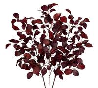 Briful 3PCS Artificial Fagus Leaf Stems Autumn Leaves Fake Fagus Sylvatica Foliage, Dark Red Fake Beech Leaf Branch with Long Stems for Floral Arrangements Autumn Decorations