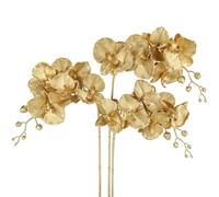 Briful 3PCS Glitter Artificial Orchid Silk Flowers - 31.5" Artificial Phalaenopsis Stem with 5 Blossoms - Fake Orchid Stems Decorative Artificial Flowers for Centerpieces Christmas Wedding Décor