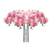 Briful 4 PCS Artificial Orchid Flowers Stems 28.7" Fake Orchids Artificial Phalaenopsis Stems Pink Artificial Flowers for Decoration Silk Flowers Orchids Stems for Home Wedding Decor Centerpiece