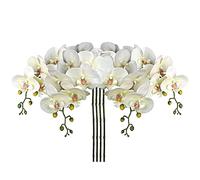 Briful 4 PCS Artificial Orchid Flowers Stems Faux Phalaenopsis Orchid Stems 9 Flower Heads Real Touch Silk Orchid Spray Artificial Flower for Decoration Home Wedding Party Centerpiece