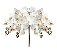 Briful 4 PCS Artificial Orchid Stems Silk Phalaenopsis Flower White Artificial Orchid Flowers 9 Flower Heads 28.7" Long Stems Fake Flowers Arrangment for Home Office Wedding Décor Centerpieces