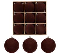 Briful 4” Velvet Christmas Ball Ornaments, 9PCS Large Soft Matte Dark Brown Baubles, Luxury Shatterproof Xmas Ornaments for Big Trees, Elegant Holiday Decorations for Home & Events