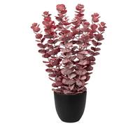 Briful 40CM Eucalyptus Artificial Plants in Pot, Frosted Red Artificial Eucalyptus Fake Plants in Black Pot, Decorative Artificial Plants Faux Greenery for Home Kitchen Bathroom Decor