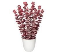 Briful 40CM Eucalyptus Artificial Plants in Pot, Frosted Red Artificial Eucalyptus Fake Plants in White Pot, Decorative Artificial Plants Faux Greenery for Home Kitchen Bathroom Decor