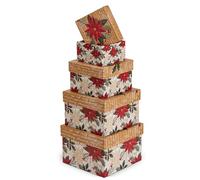 Briful 4PCS Square Gift Boxes with Lids Small Christmas Box for Presents