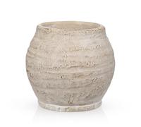 Briful 5.5'' Large Ceramic Rustic Vase Shabby Vintage Textured Vase, 4.72'' Wide Mouth Pampas Jar Vase Pottery for Fake Flowers Branches, Farmhouse Home Décor, Weddings Shelf Table Decor, Cream White