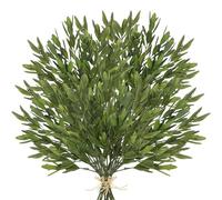 Briful 5 PCS Autumn Leaf Stems Artificial Olive Leaves Branches - 14.6" Faux Olive Leaf Bush Green Fake Plants for Floral Arrangements Autumn Decorations, Thanksgiving Centerpieces