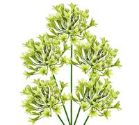 Briful 5PCS 30" Tall Artificial Flowers Agapanthus Silk Flowers Green Artificial Flowers for Decoration, 77cm Fake Agapanthus Flowers Stem for Home Kitchen Decor
