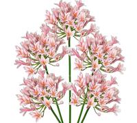 Briful 5PCS 30" Tall Artificial Flowers Agapanthus Silk Flowers Pink Artificial Flowers for Decoration, 77cm Fake Agapanthus Flowers Stem for Home Kitchen Decor