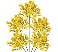 Briful 5PCS 30" Tall Artificial Flowers Agapanthus Silk Flowers Yellow Artificial Flowers for Decoration, 77cm Fake Agapanthus Flowers Stem for Home Kitchen Decor