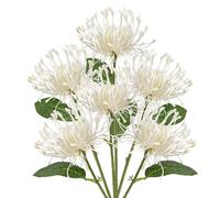 Briful 6 PCS Artificial Chrysanthemum Flowers White Artificial Flowers Spider Mum Fake Flowers Pick Artificial Spider Mum Flowers for Floral Arrangment Wedding Bouquet Home Bathroom Decor
