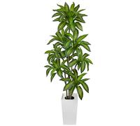 Briful 6Ft Artificial Dracaena Plants with White Tall Planter, 180 CM Artificial Yucca Tree in Pot Faux Dracaena Large Floor Plant for Living Room, Office, Hallway, Farmhouse Decor