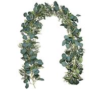 Briful 6FT Artificial Eucalyptus Garland 182cm Faux Eucalyptus Leaf Garlands, Fake Plants Greenery Garland Hanging Plant for Garden Wedding Arch Wall Table Decor