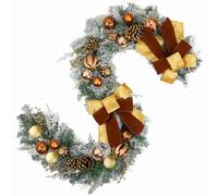 Briful 6FT Christmas Garland with Velvet Ribbon, Artificial Winter Garland with Natural Pinecones, Berry Clusters, Bronze Xmas Baubles for Thanksgiving Holiday Christmas Decorations