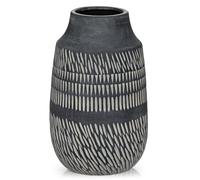 Briful 9" Small Ceramic Vase for Flowers - 23CM Black Flower Vase Modern Scandinavian Vases Decoration for Living Room, Dried Flower & Pampas, Artificial Plants