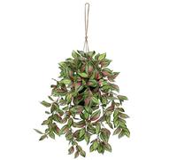 Briful Artificial Hanging Plants in Black Pot 17.7" Lifelike Trailing Faux Watermelon Peperomia Silk Plant with Cascading Greenery Fake Hanging Greenery for Indoor & Outdoor Home Garden Décor