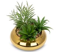 Briful Artificial Succulent Plants Fake Plants in Gold Ceramic Pot Faux Potted Plant Fake Succulents Arrangement Artificial Plants Indoor for Office Desk Decor Decorative Home Accessories