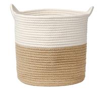 Briful Cotton Rope Storage Basket 30cmx30cm Foldable Laundry Basket Woven Baskets with Handle Washing Hamper Basket for Toys Blankets Sundries Crafts, Brown