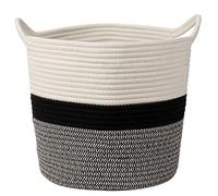 Briful Cotton Rope Storage Basket 30cmx30cm Foldable Laundry Basket Woven Baskets with Handle Washing Hamper Basket for Toys Blankets Sundries Crafts, Grey