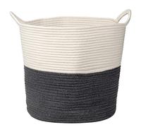 Briful Cotton Rope Storage Basket 38cmx38cm Foldable Laundry Basket Woven Baskets with Handle Washing Hamper Basket for Toys Blankets Sundries Crafts, Black