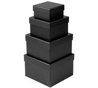 Briful Gift Box with Lid Square Paper Jewelry Gift Boxes Small Storage Box, Set of 4 Assorted Sizes, Suitable for Gifts, Bridesmaids, Crafting, Toys, Gift Packaging Box - Black