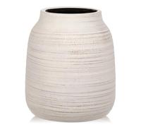 Briful - Large Rustic Distressed Ceramic Vase Vintage Farmhouse Vase Natural Terracotta Antique Ceramic Decor for Living Room Kitchen Fireplace Table 21cm, White