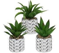 Briful Set of 3 Artificial Succulent Plants Fake Succulents in Galvanized Glass Pot, Decorative Artificial Plants Mini Succulent Plants for Bathroom Shelf Bedroom Decor