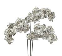 Briful Set of 3 Glitter Artificial Orchid Stems - 32" Silver Artificial Flowers for Tall Vase, Christmas Tree Decorations - Faux Orchids Decorative Phalaenopsis for Xmas Wedding Festival Décor