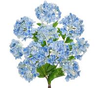 Briful Set of 5 Artificial Hydrangeas Artificial Flowers Like Real 50 cm Decorative Flowers with Two Buds Blue Artificial Hydrangeas for Flower Arrangement Home Decoration