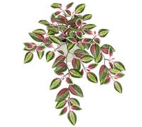 Briful Small Faux Plants Indoor Artificial Potted Silk Plants Fake Watermelon Peperomia Trailing Vine Plant for Home Office Bathroom Table Shelf Mantle Modern Decoration(Red Green- 1 Pack)