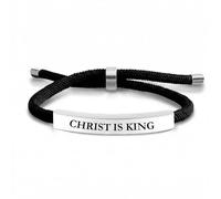 Brigada Sales Christ is King Christian Bracelet Baptism Gifts for Boys Adjustable Waterproof Black Braided Cotton Cord, Stylish & Comfortable for Casual Wear Christian Gift For Men