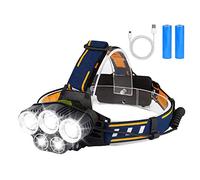 BRIGENIUS Head Torch, LED Headlights Rechargeable, Powerful Headlamp Waterproof, Super Bright Headtorch with 6 Modes, 90° Adjustable for Night Fishing Hiking Camping Running Cycling Repairing Work