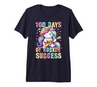 Bright 100 Days Rockin' Success Unicorn Musical Music Premium T-Shirt