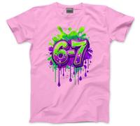 Bright 67 Top for Kids - 67 6-7 Graffiti Paint Green Purple Slogan T-Shirt - Six Seven Graphic Tee Internet Meme Fun Number Day Tshirt - 7-8 Years Pink