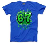 Bright 67 Top for Kids - 67 6-7 Graffiti Paint Green Slogan T-Shirt - Six Seven Graphic Tee Internet Meme Fun Number Day Tshirt - 7-8 Years Blue